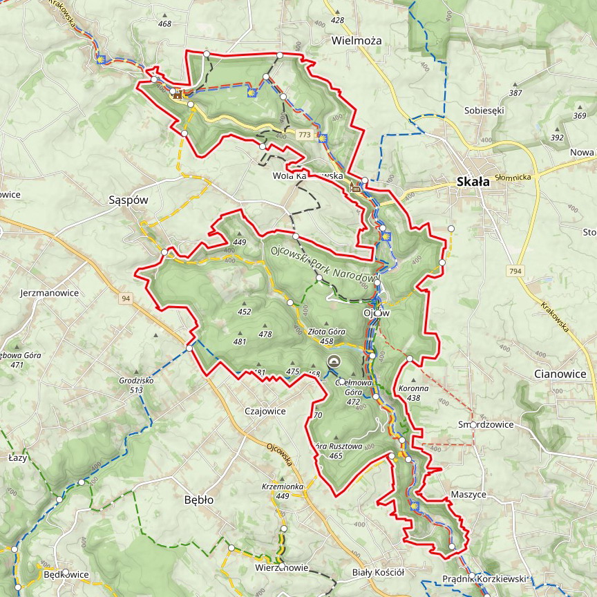Mapa Parku - Ojcowski Park Narodowy
